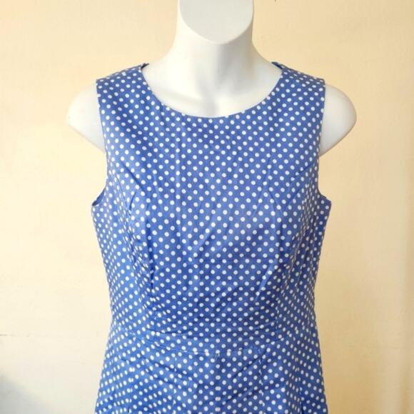 TOMMY HILFIGER Blue White Polka Dot Print Sleeveless A-line Silhouette Dress S - Picture 5 of 14